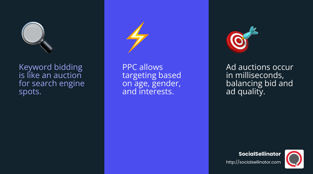 PPC ad auction process - pay per click advertising infographic 3_facts_emoji_blue