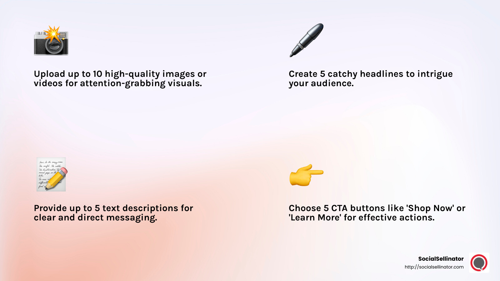 Ad components infographic - dynamic creative optimization facebook infographic 4_facts_emoji_light-gradient