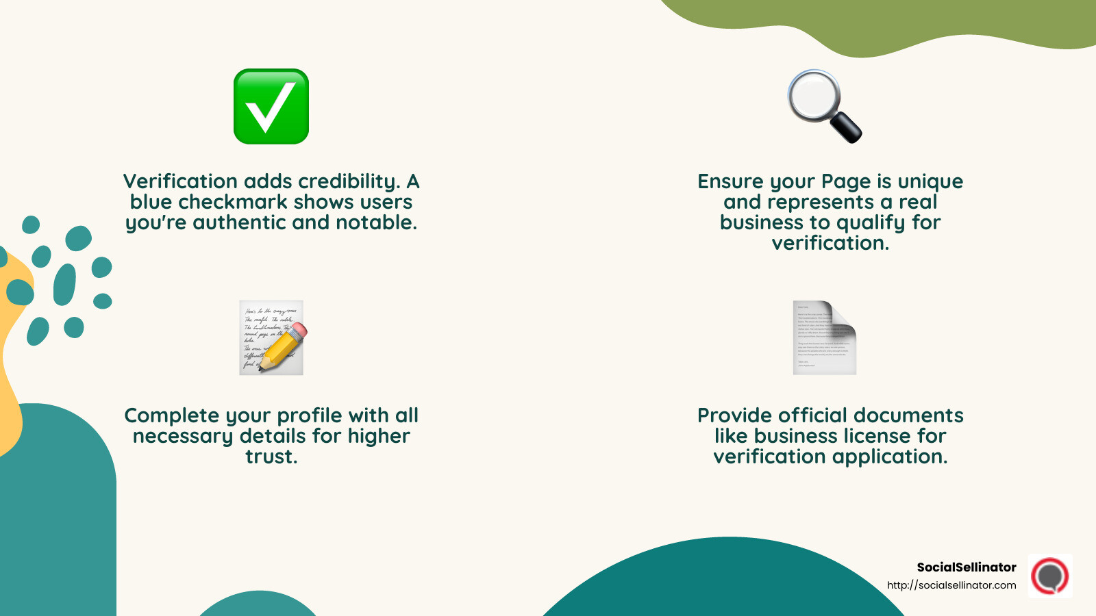 Verification badge example - facebook social media strategy infographic 4_facts_emoji_nature