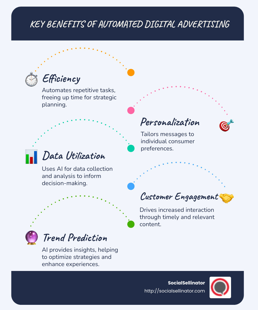Key Benefits of Automated Digital Advertising - automated digital advertising infographic infographic-line-5-steps-blues-accent_colors
