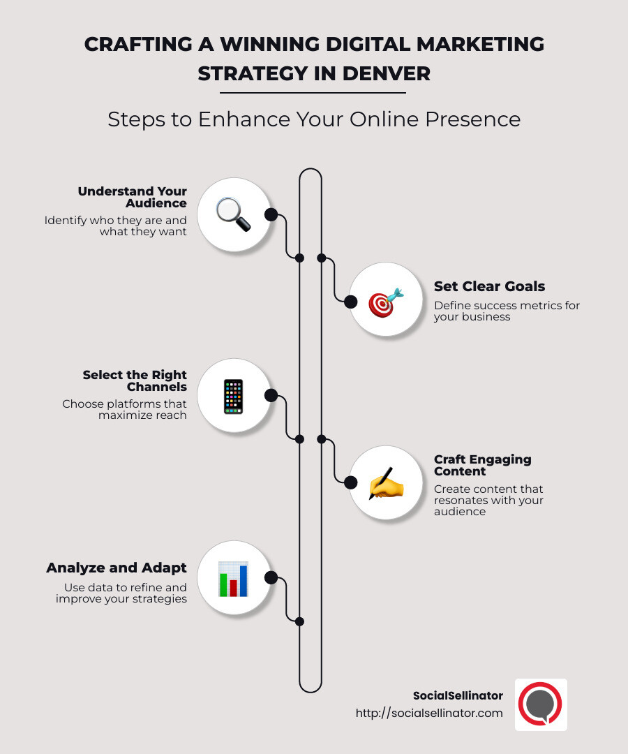 Infographic of Denver Digital Marketing Strategy Steps - digital marketing strategy Denver infographic infographic-line-5-steps-neat_beige