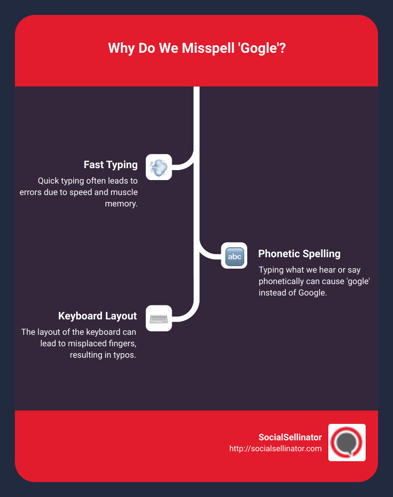 Infographic on common misspellings of Google - gogle infographic infographic-line-3-steps