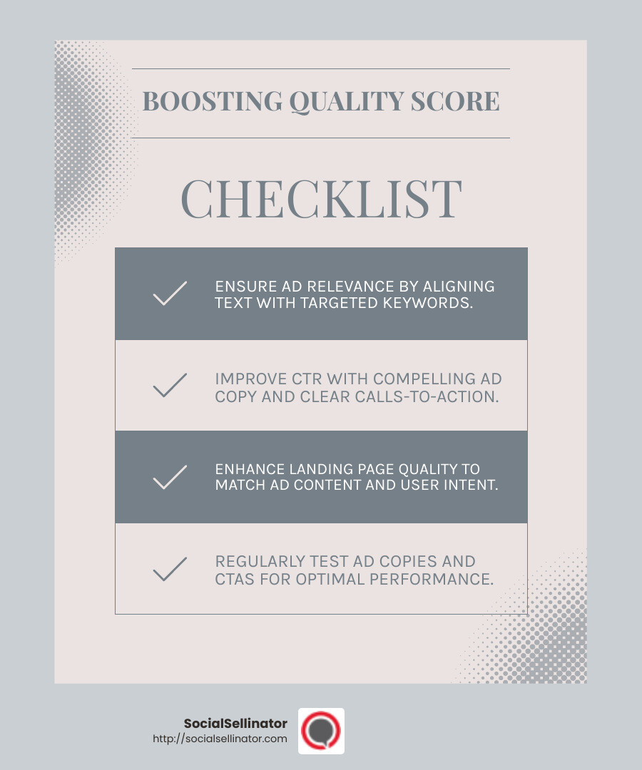 Quality Score Impact on CPC and Ad Rank - pay per click campaign management infographic checklist-light-blue-grey