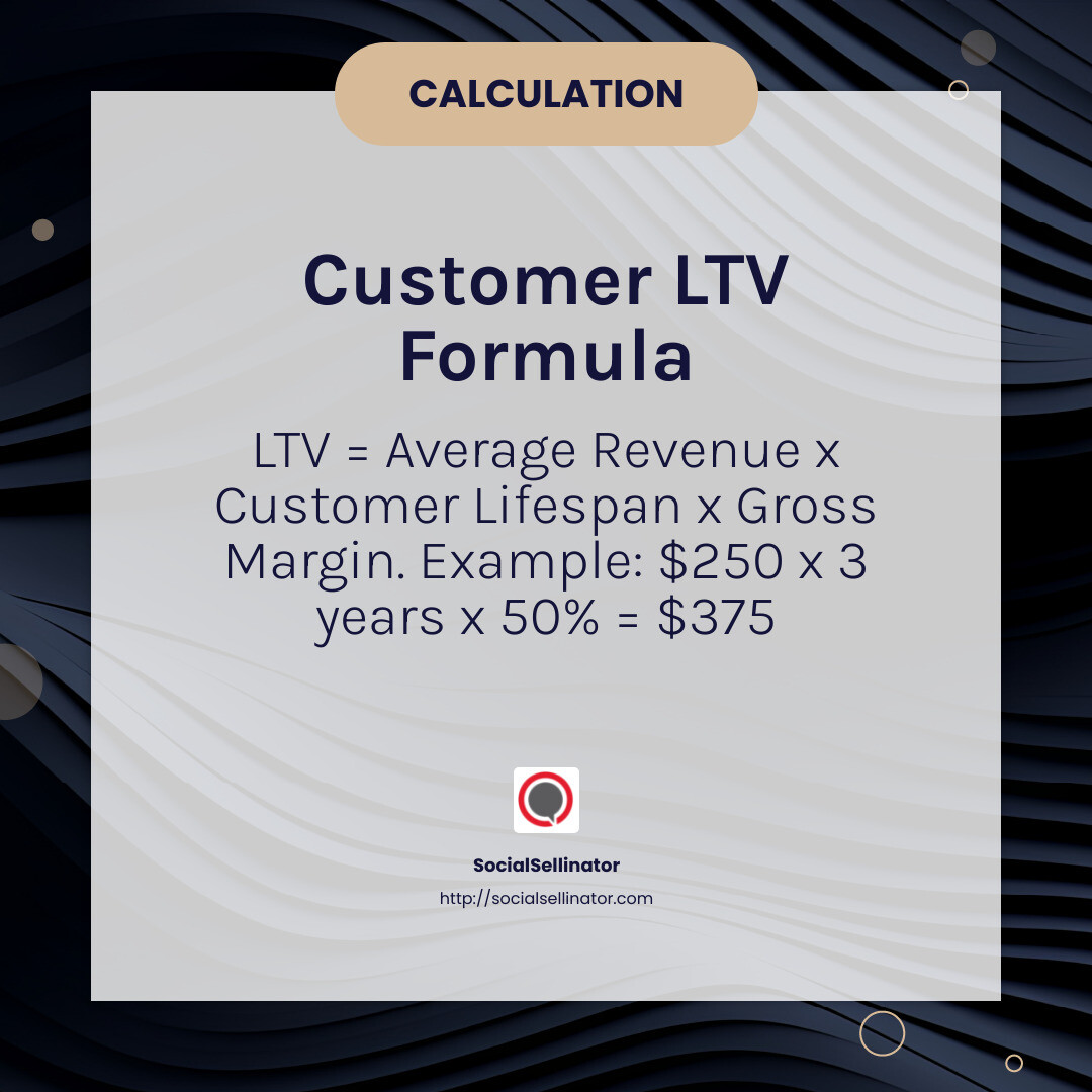 Customer Lifetime Value Calculation Example - customer acquisition cost and lifetime value infographic simple-info-card-dark