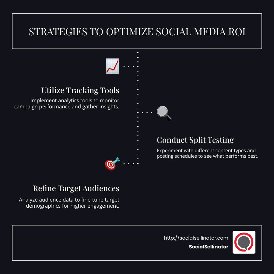 Illustrative infographic showing common ROI metrics and their importance - social media ROI case studies infographic infographic-line-3-steps-dark