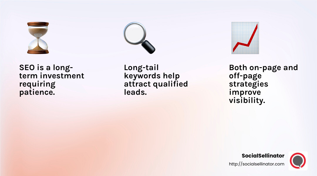 SEO as a long-term investment - How long does SEO take? infographic 3_facts_emoji_light-gradient