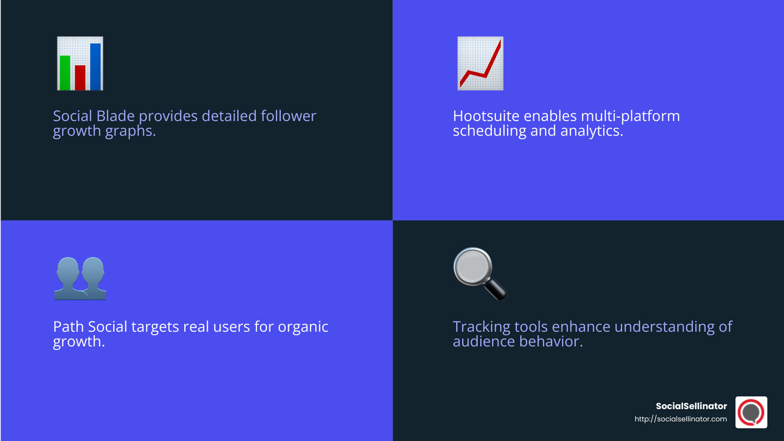 Social media growth tools - Instagram account growth infographic 4_facts_emoji_blue