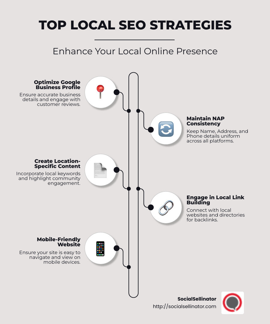 Local SEO Strategies Infographic - Local SEO strategies infographic infographic-line-5-steps-neat_beige
