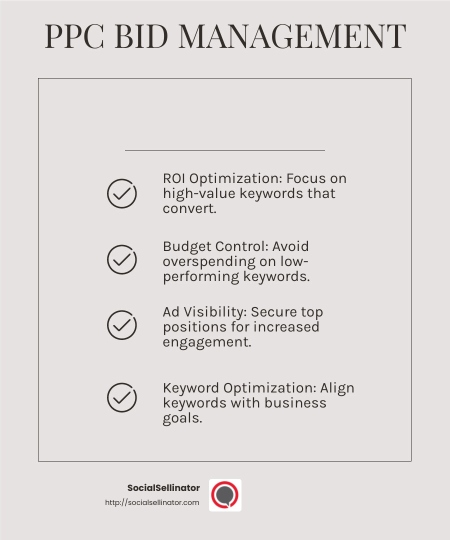 PPC Bid Management Importance - ppc bid management infographic checklist-light-beige