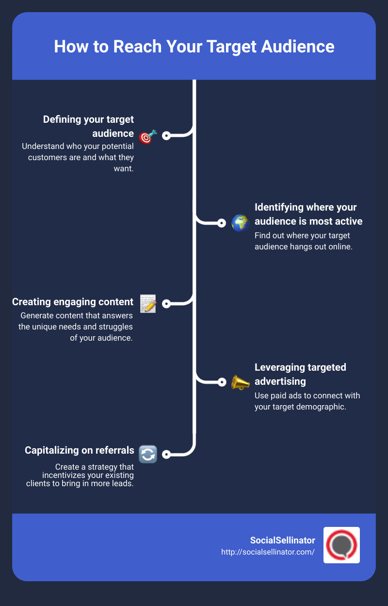Infographic about How to Reach Your Target Audience - how to reach my target audience infographic infographic-line-5-steps