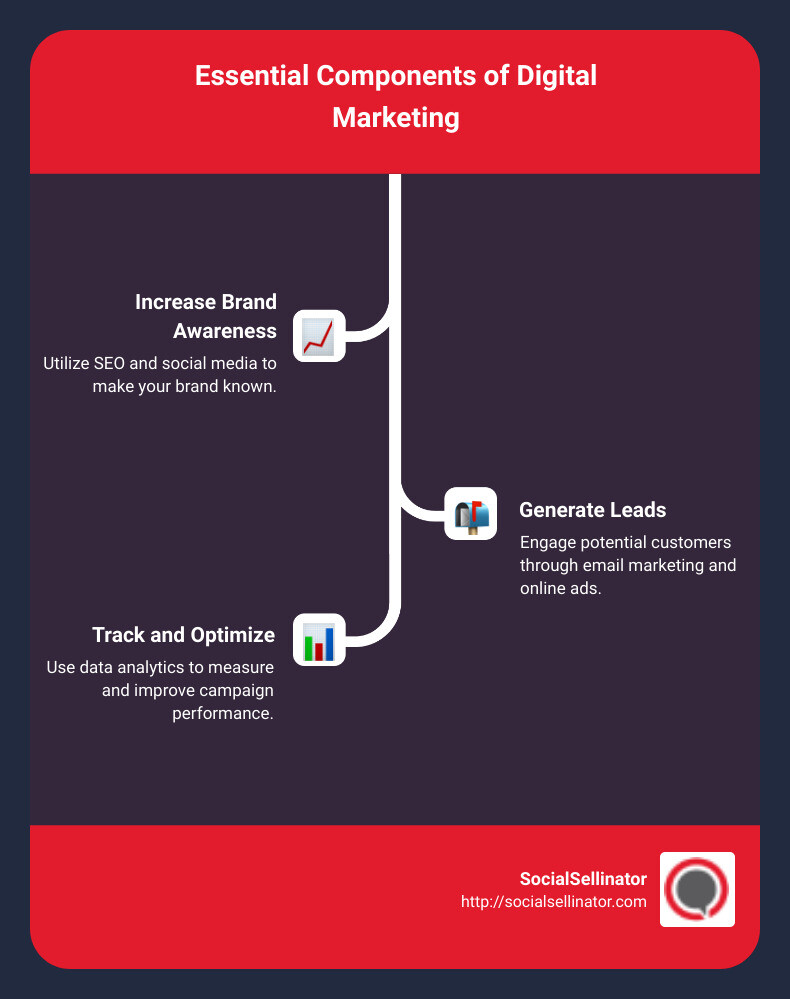 Essential Components of Digital Marketing - digital marketing help infographic infographic-line-3-steps