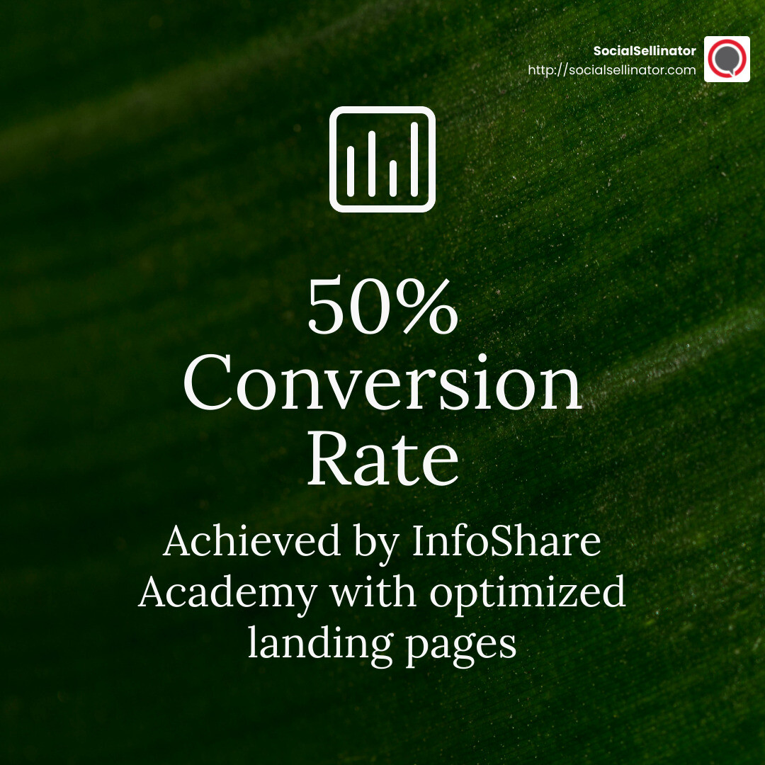 50% conversion rate achieved by InfoShare Academy - digital marketing case studies infographic simple-stat-green