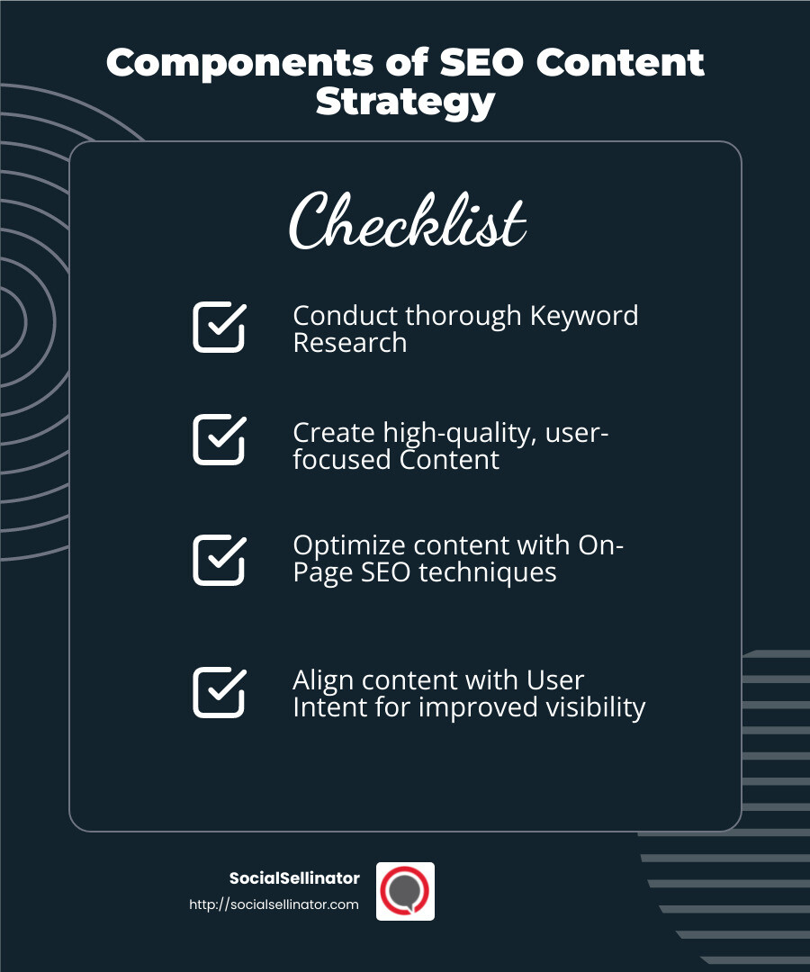 Importance of SEO Content Strategy - What is SEO content strategy? infographic checklist-dark-blue
