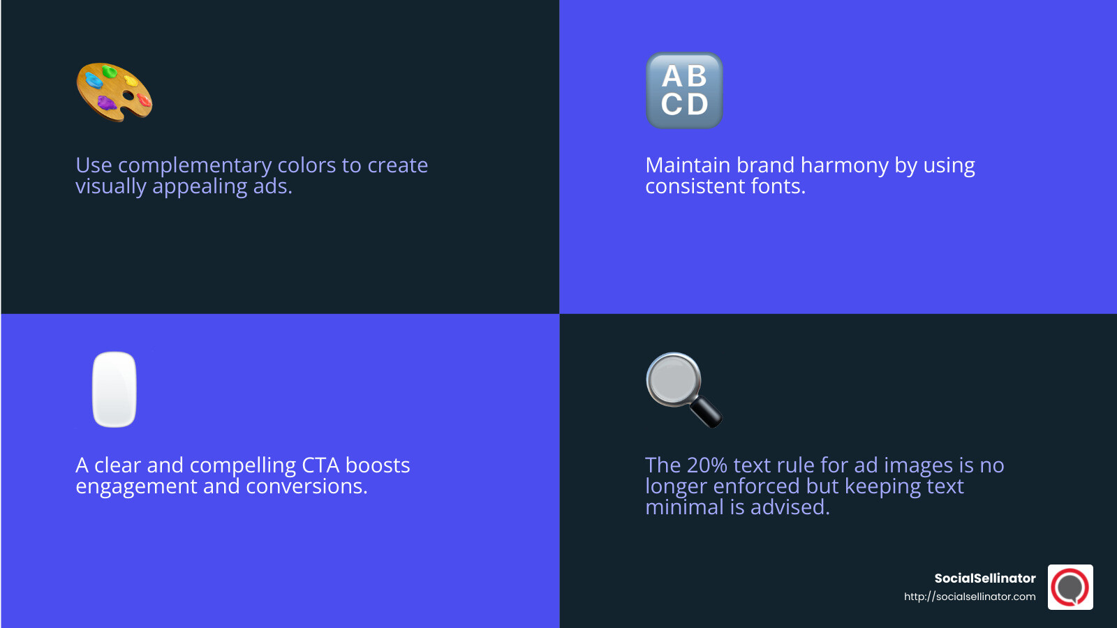 Effective Facebook Ad Practices - Facebook ad creative best practices infographic 4_facts_emoji_blue