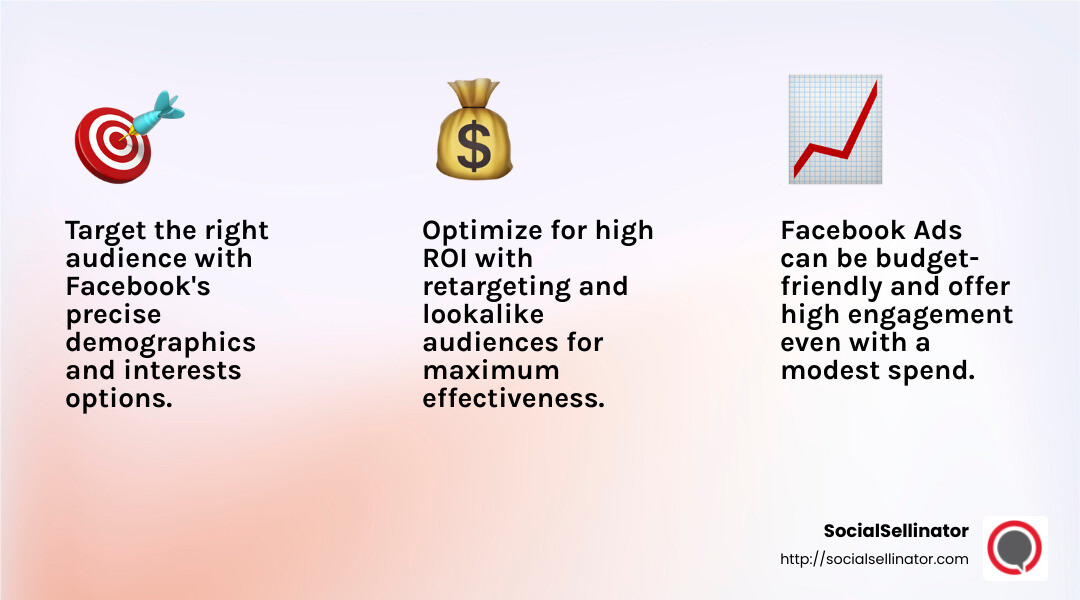 High ROI with Facebook Ads - Facebook Ads for Digital Products infographic 3_facts_emoji_light-gradient