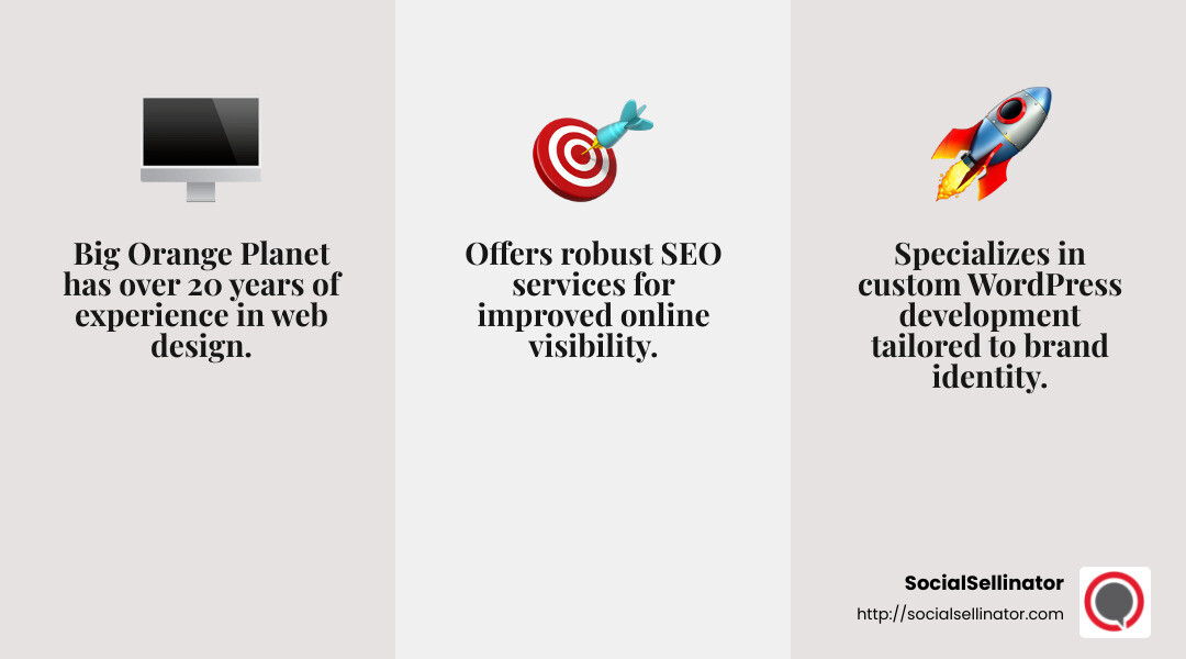 Big Orange Planet's expertise in custom WordPress development - web design company Denver infographic 3_facts_emoji_grey Big Orange Planet's expertise in custom WordPress development - web design company Denver infographic 3_facts_emoji_grey