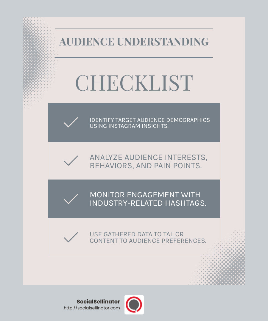 Audience Insights - instagram marketing tips infographic checklist-light-blue-grey