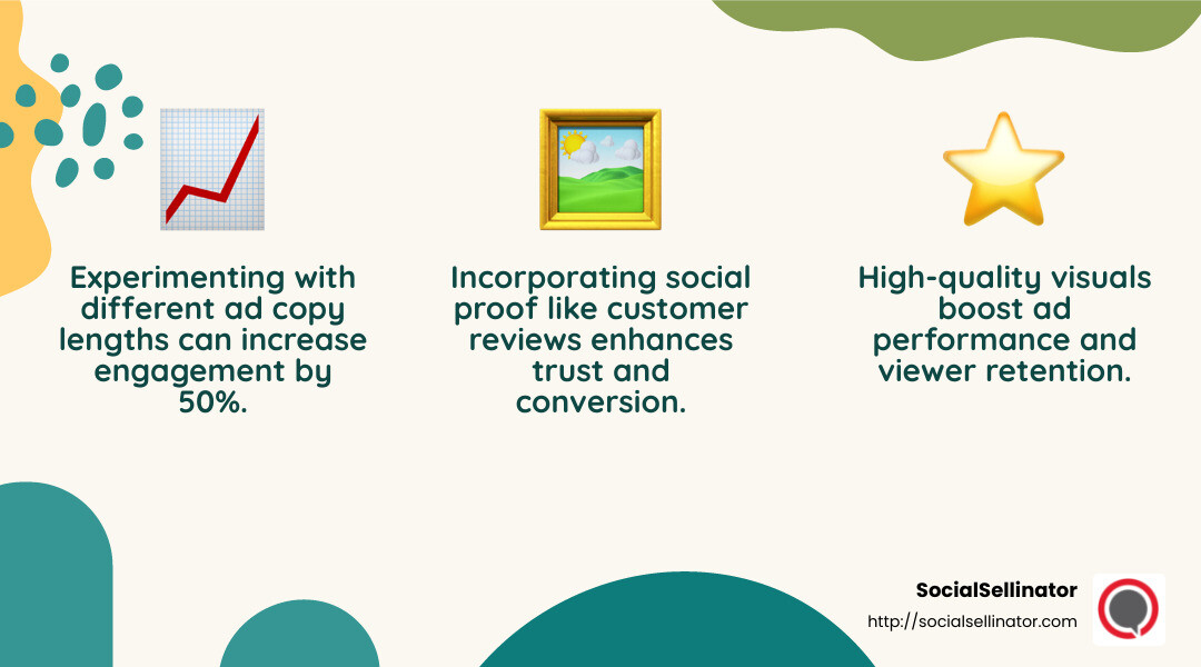 Testing different lengths and styles of ad copy can reveal what resonates best with your audience. - Best Facebook ad practices infographic 3_facts_emoji_nature