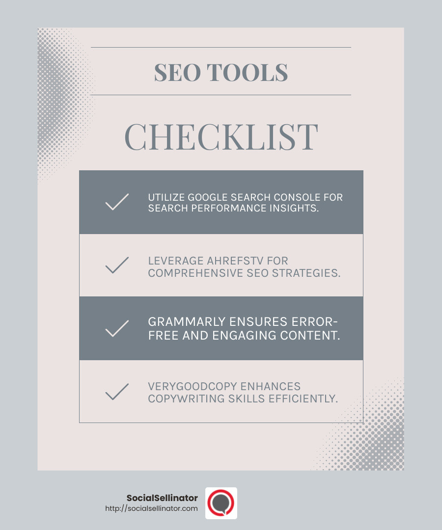 Google Search Console insights - Social media marketing resources infographic checklist-light-blue-grey
