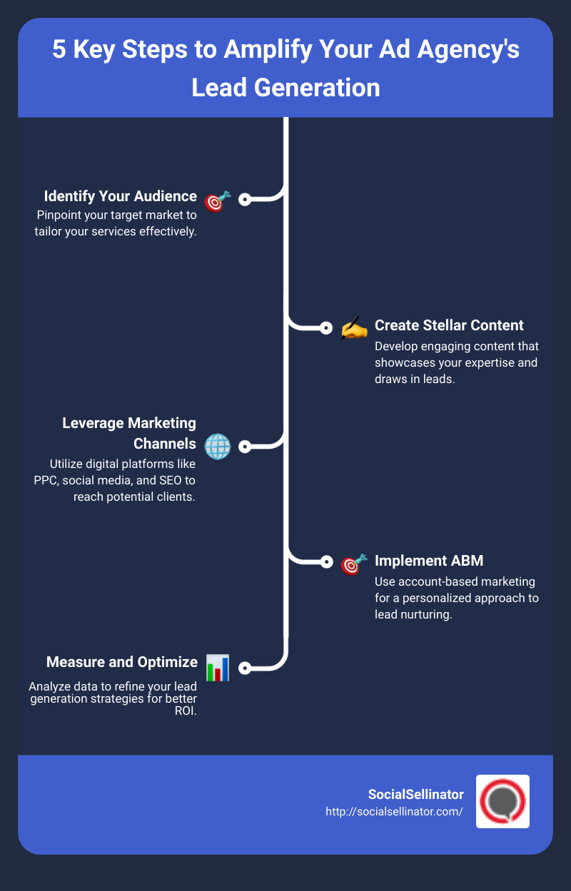 Digital marketing lead generation - ad agency lead generation infographic infographic-line-5-steps
