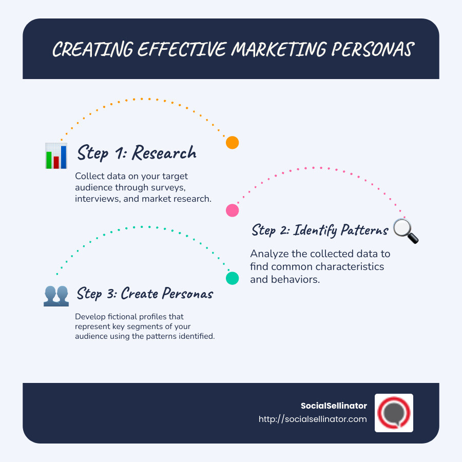 Marketing Persona Infographic - marketing persona examples infographic infographic-line-3-steps-blues-accent_colors