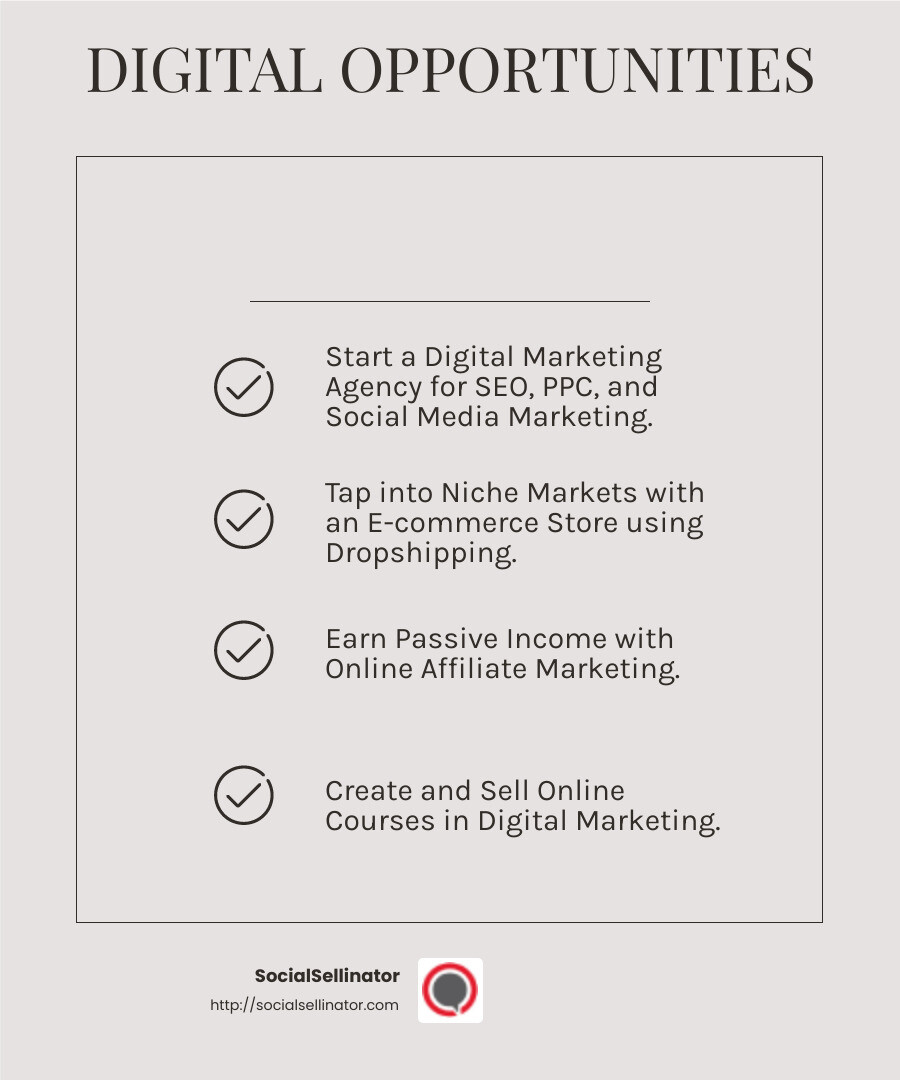 Digital Marketing Opportunities - business opportunities in digital marketing infographic checklist-light-beige