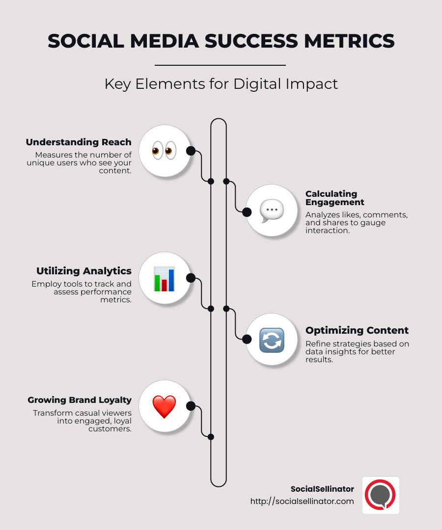 Detailed infographic explaining how social media reach and engagement drive digital marketing success - social media reach calculator infographic infographic-line-5-steps-neat_beige