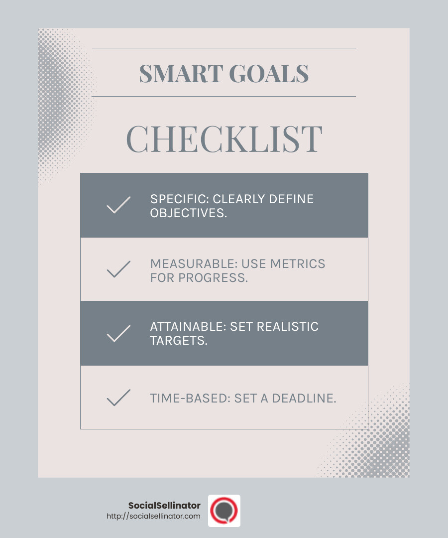 SMART Goals Framework - marketing plan for digital marketing agency infographic checklist-light-blue-grey
