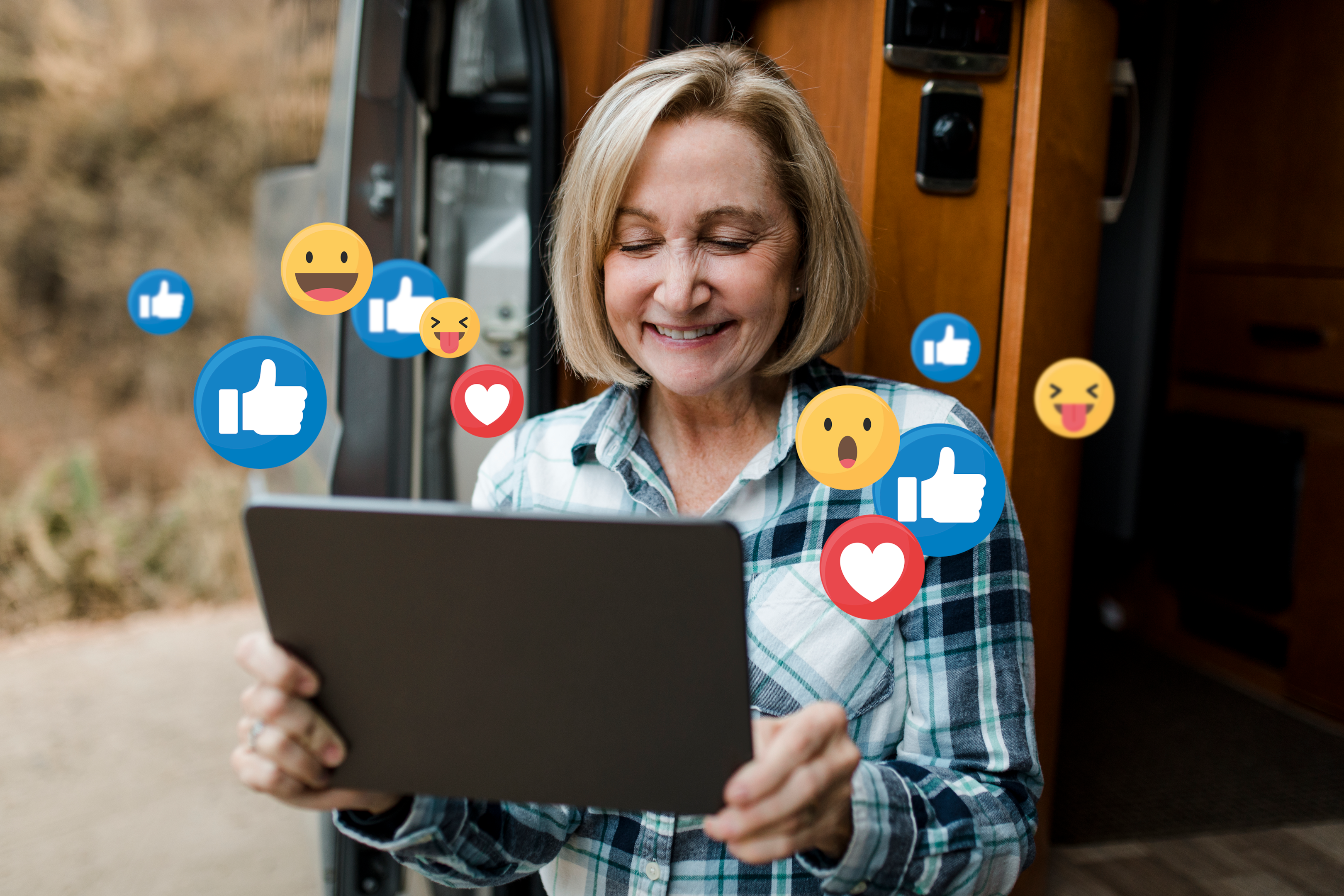 woman enjoying social media
