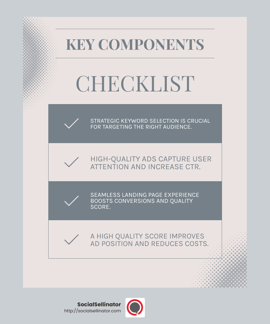 Quality Score Impact - paid search advertising infographic checklist-light-blue-grey