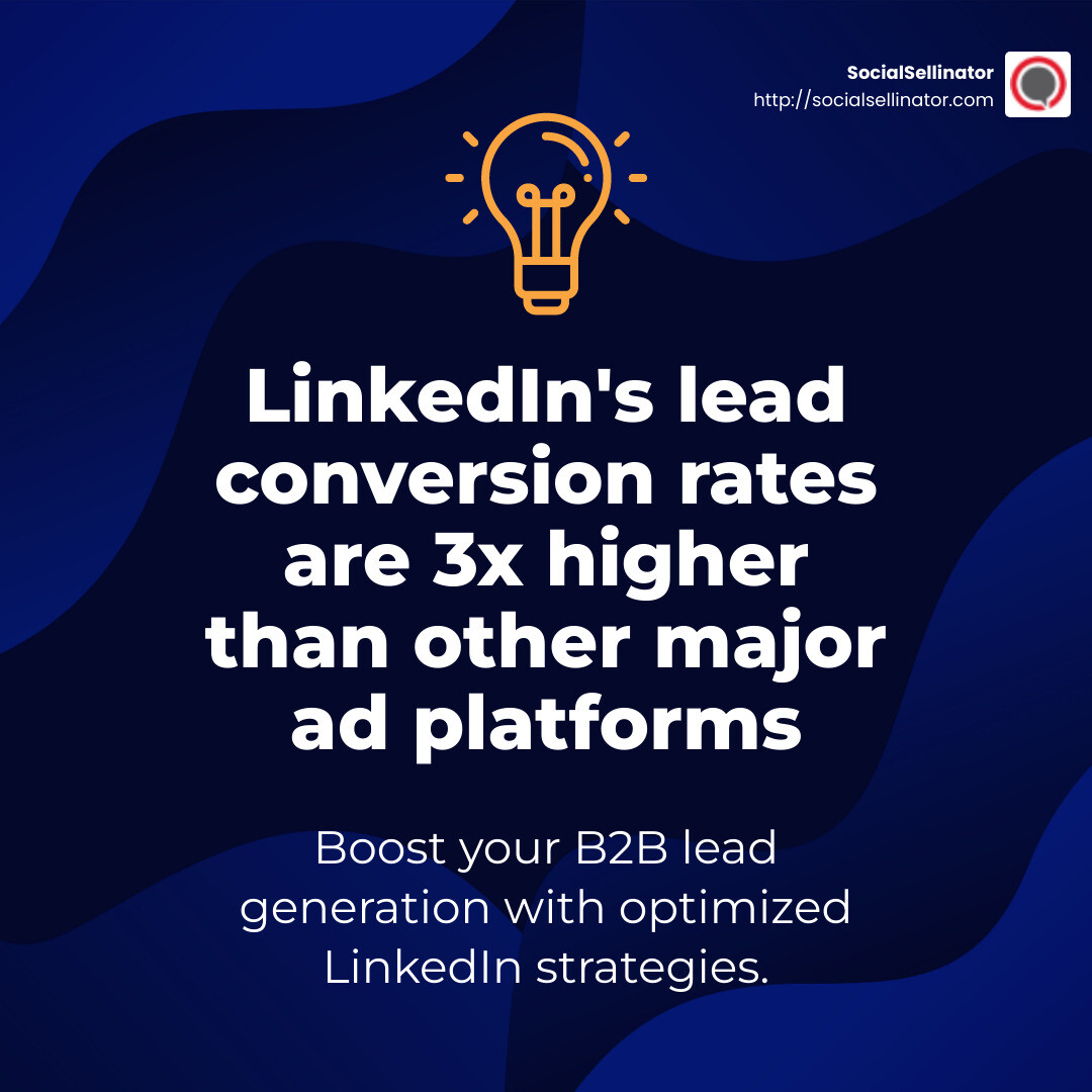 LinkedIn's lead conversion rates are 3x higher than other major ad platforms - linkedin leads generation infographic simple-stat-lightbulb