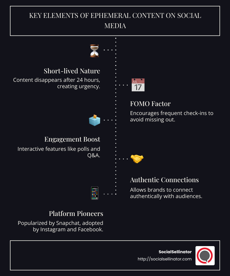 Ephemeral Social Media Content Overview - ephemeral content on social media infographic infographic-line-5-steps-dark