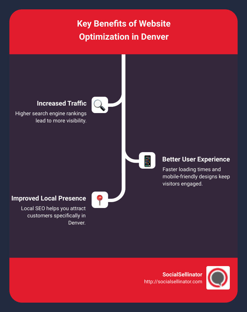 Benefits of Website Optimization - website optimization denver infographic infographic-line-3-steps