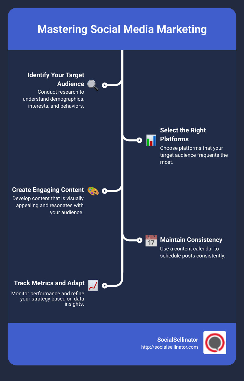 Quick start guide to social media marketing - best way to do social media marketing infographic infographic-line-5-steps