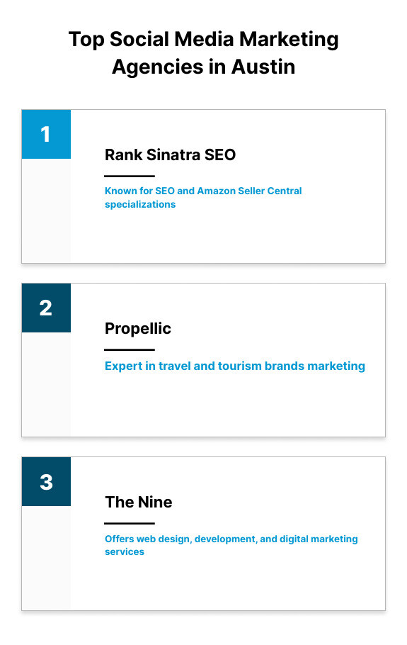 Infographic: Key Factors to Consider when choosing a social media agency - best social media marketing Austin, TX infographic top-3-list