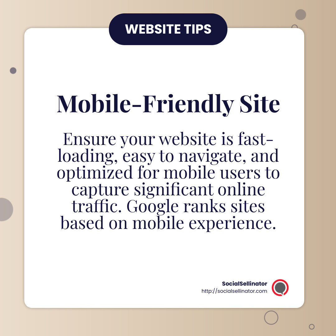 Having a mobile-friendly website is crucial for capturing significant online traffic. Source: Effective Digital Marketing Strategies for Small Businesses - Local business growth infographic simple-info-card