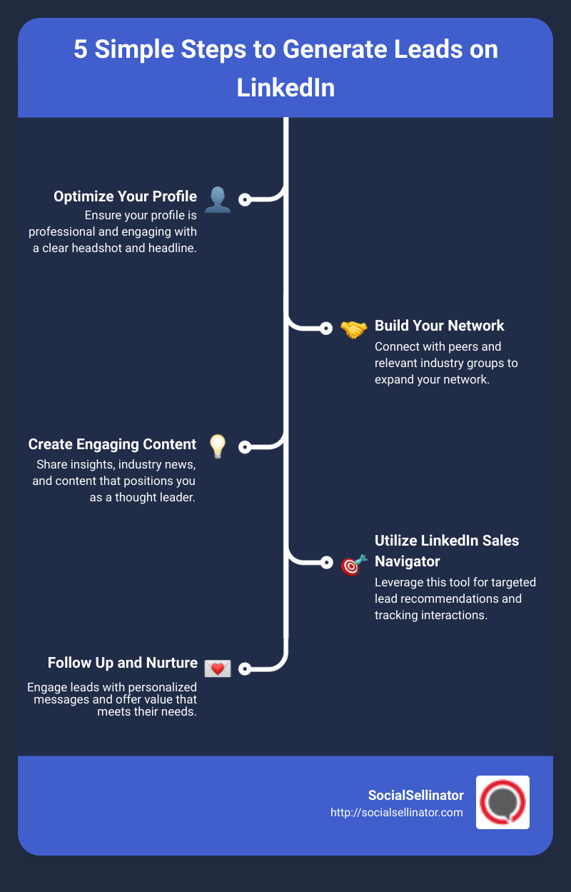 Infographic on LinkedIn Lead Generation Step-by-Step - how to generate leads in linkedin infographic infographic-line-5-steps