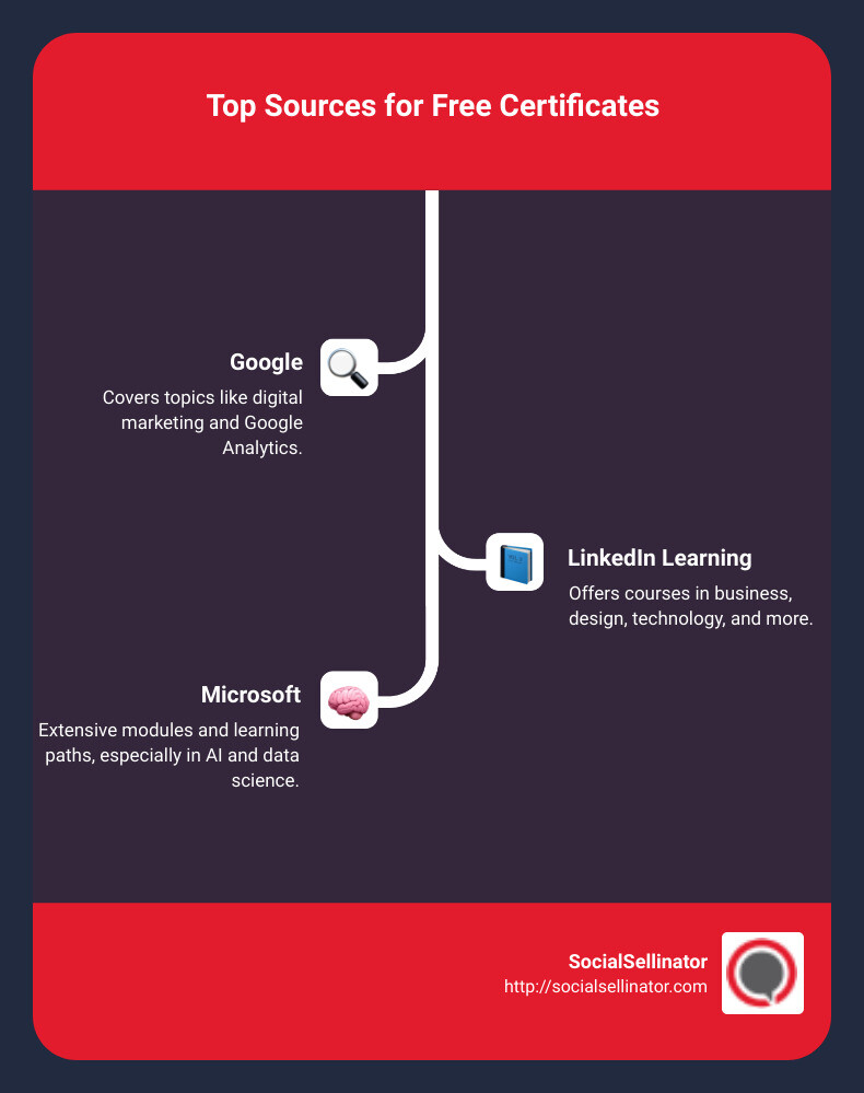 List of certification providers and their specialties - free certificate infographic infographic-line-3-steps
