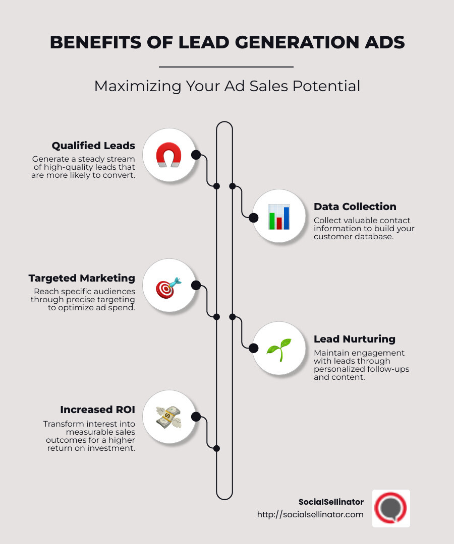 benefits of lead generation ads - lead generation ad sales infographic infographic-line-5-steps-neat_beige