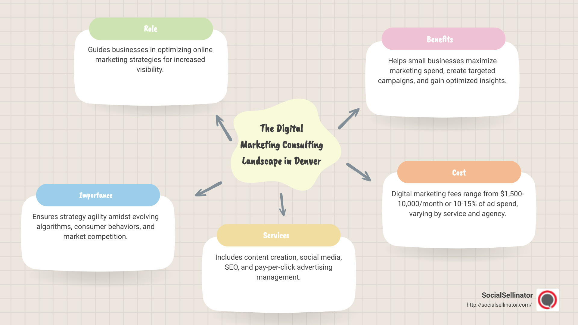 Denver digital marketing landscape Infographic - denver digital marketing consulting infographic mindmap-5-items