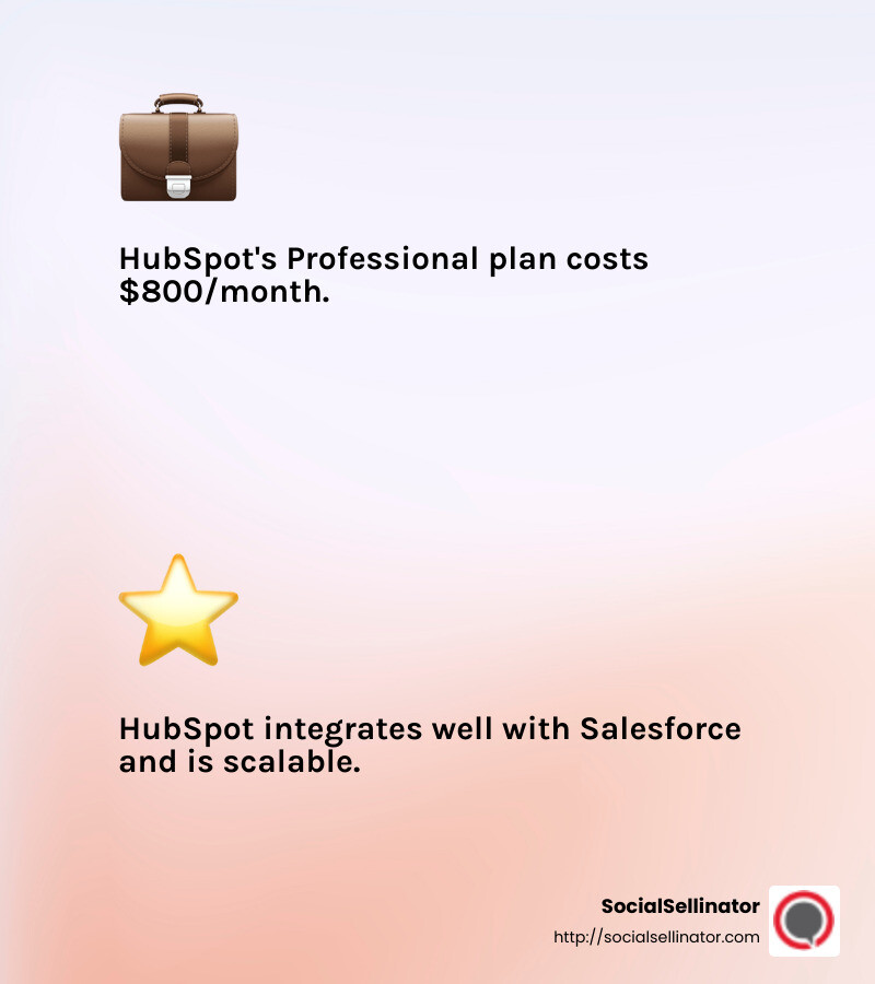 HubSpot's Professional plan starts at $800/month. - how much does social media management cost infographic 2_facts_emoji_light-gradient
