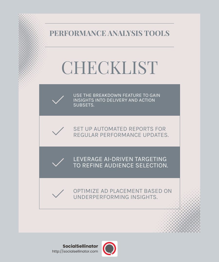 Meta Ads Manager Breakdown Feature - Facebook ad campaign performance infographic checklist-light-blue-grey