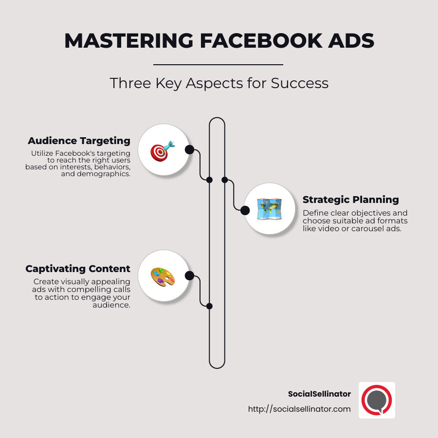 Detailed Infographic of Facebook Ad Targeting Options and Strategies - Effective Facebook ads infographic infographic-line-3-steps-neat_beige