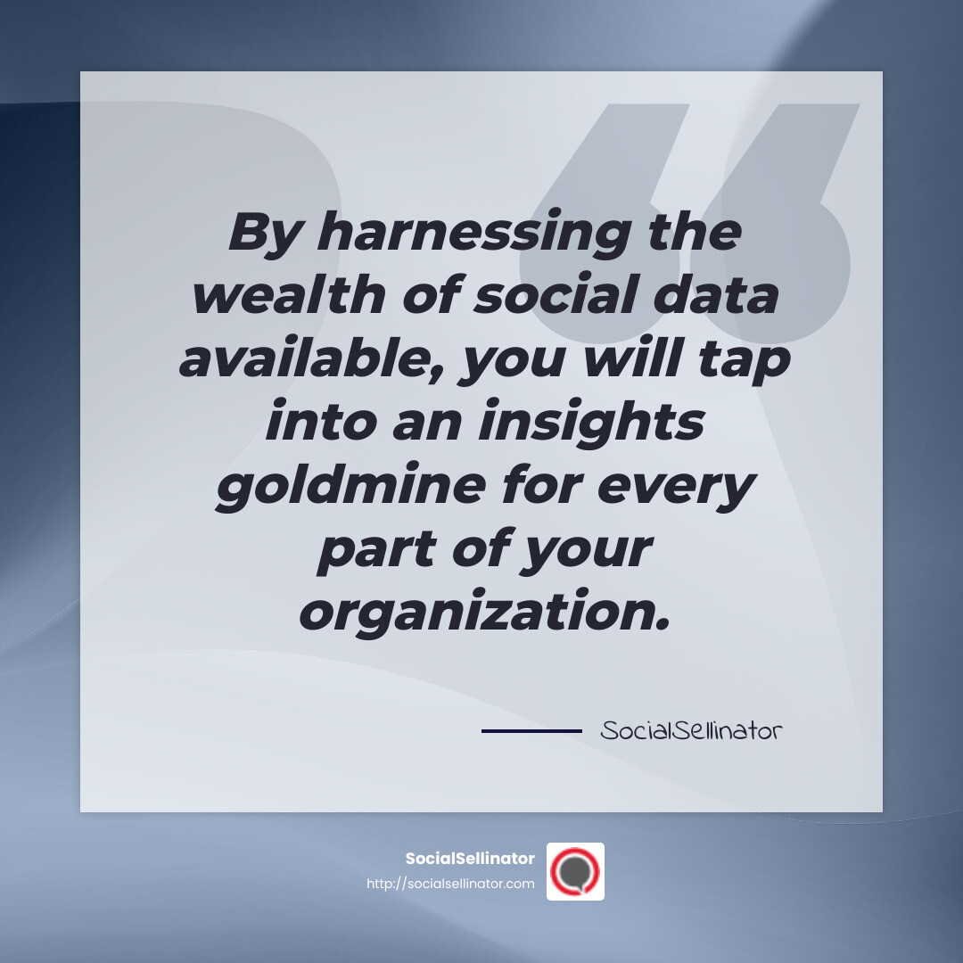 By using the wealth of social data available, you will tap into an insights goldmine for every part of your organization. - data-driven social media strategy infographic simple-quote-gray