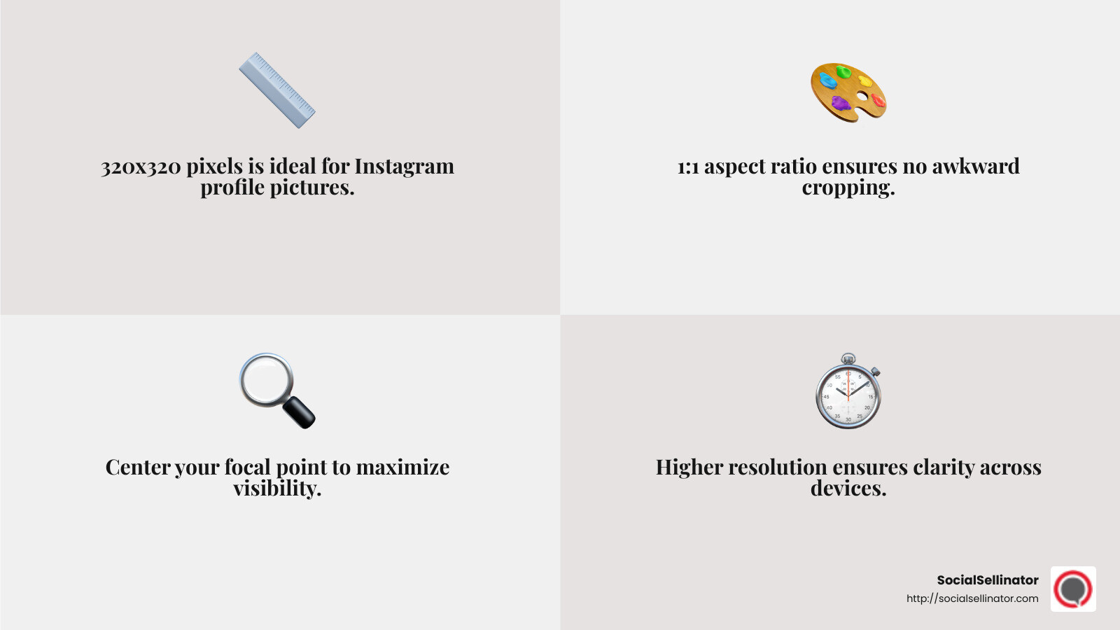 Aspect Ratio Importance - best image size for instagram profile pic infographic 4_facts_emoji_grey