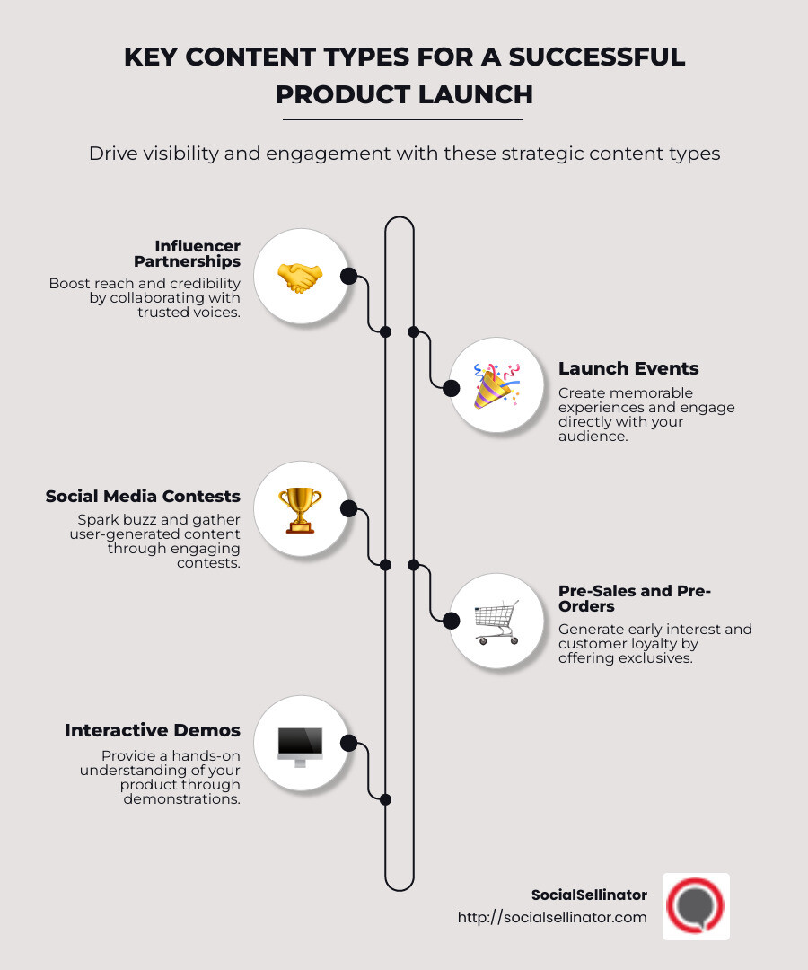 Importance of Product Launch Content Types - content for new product launch infographic infographic-line-5-steps-neat_beige