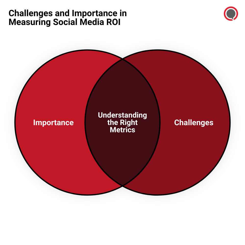 breakdown of challenges and importance in measuring social media ROI - calculating roi for social media infographic venn_diagram