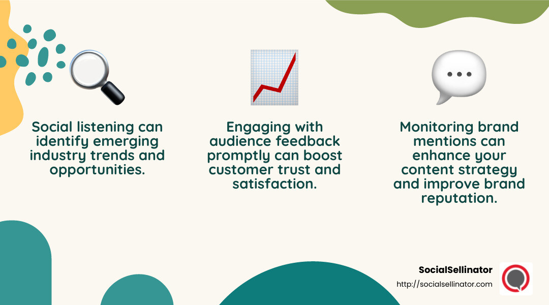 Social listening helps improve brand reputation and visibility - Social media and SEO integration infographic 3_facts_emoji_nature