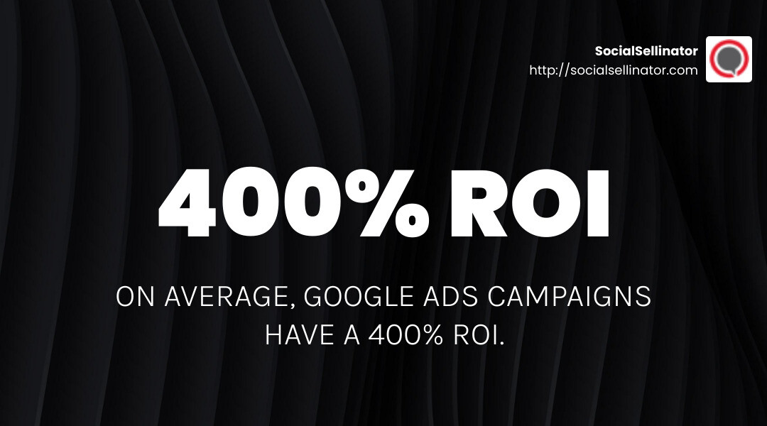On average, Google Ads campaigns have a 400% ROI. - law firm digital marketing services infographic simple-stat-landscape-dark