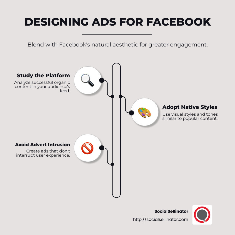 facebook feed aesthetics - Facebook video ad tips infographic infographic-line-3-steps-neat_beige